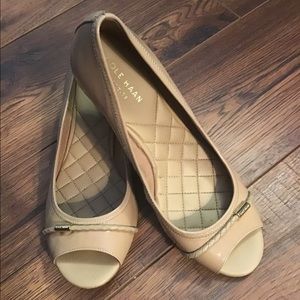 Cole Hann peep toe low wedge heel. Size 6